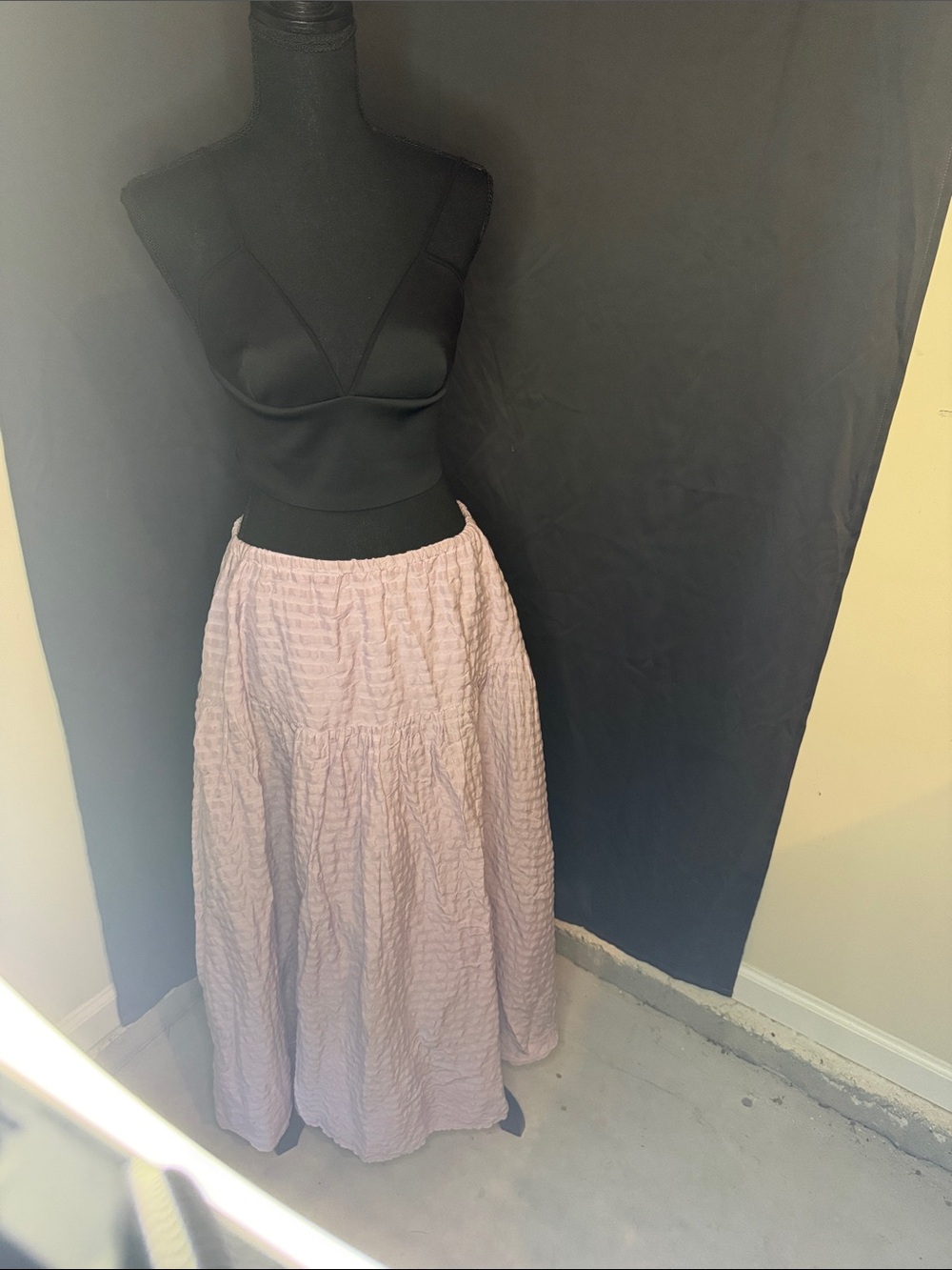 cult gaia Blush Textured Tiered Maxi Skirt